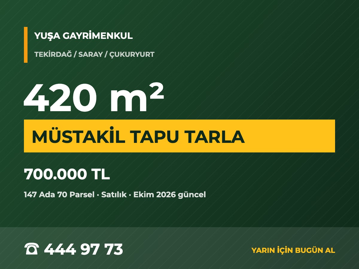 Saray Çukuryurt'ta 420 m² Müstakil Tapulu Çayır