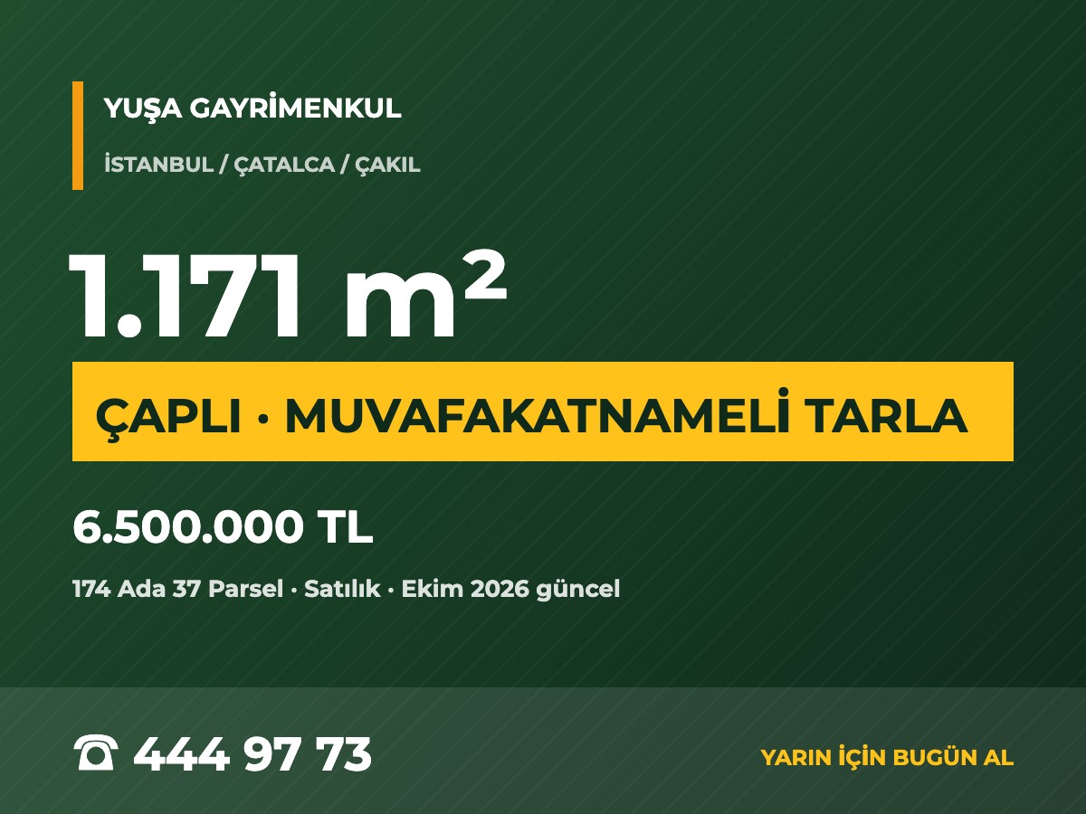 Çatalca Çakıl'da 1.171 m² Asfalt Cepheli Çaplı Tarla