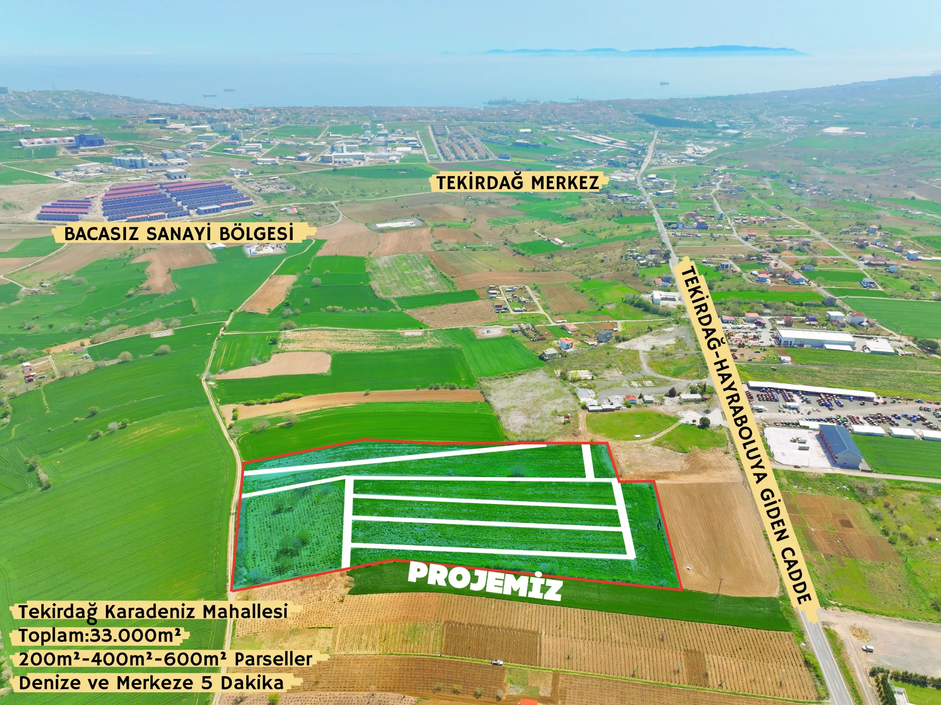 Tekirdağ Merkez'de Deniz Manzaralı, Araç Takaslı İmarlı Arsa 125