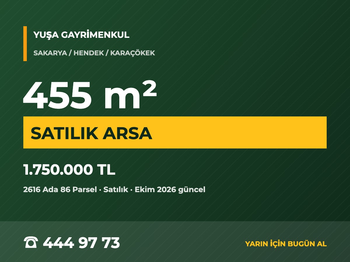 Hendek Karaçökek'te 455 m² Satılık Arsa