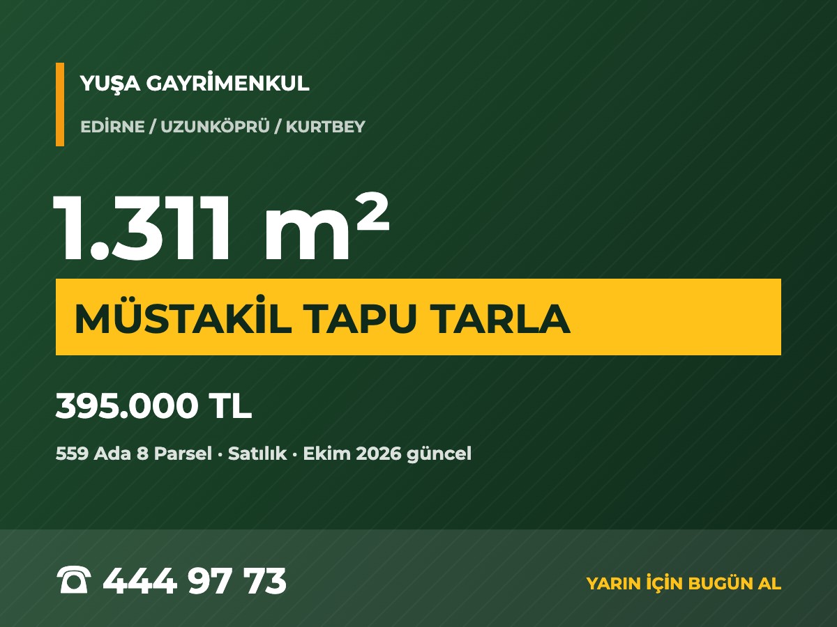 Uzunköprü Kurtbey'de 1.311 m² Müstakil Tapulu Tarla