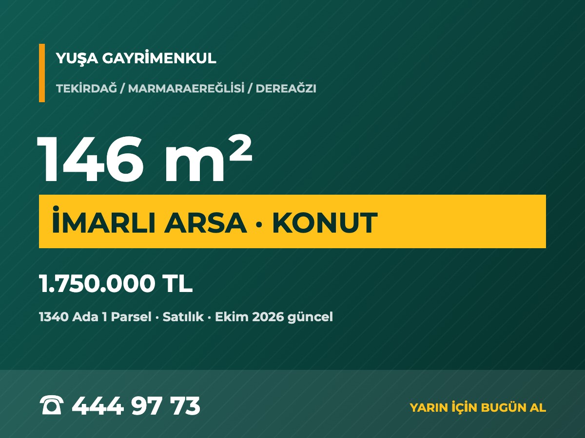 Marmaraereğlisi Dereağzı'nda Kat İrtifaklı İnşaata Hazır Arsa