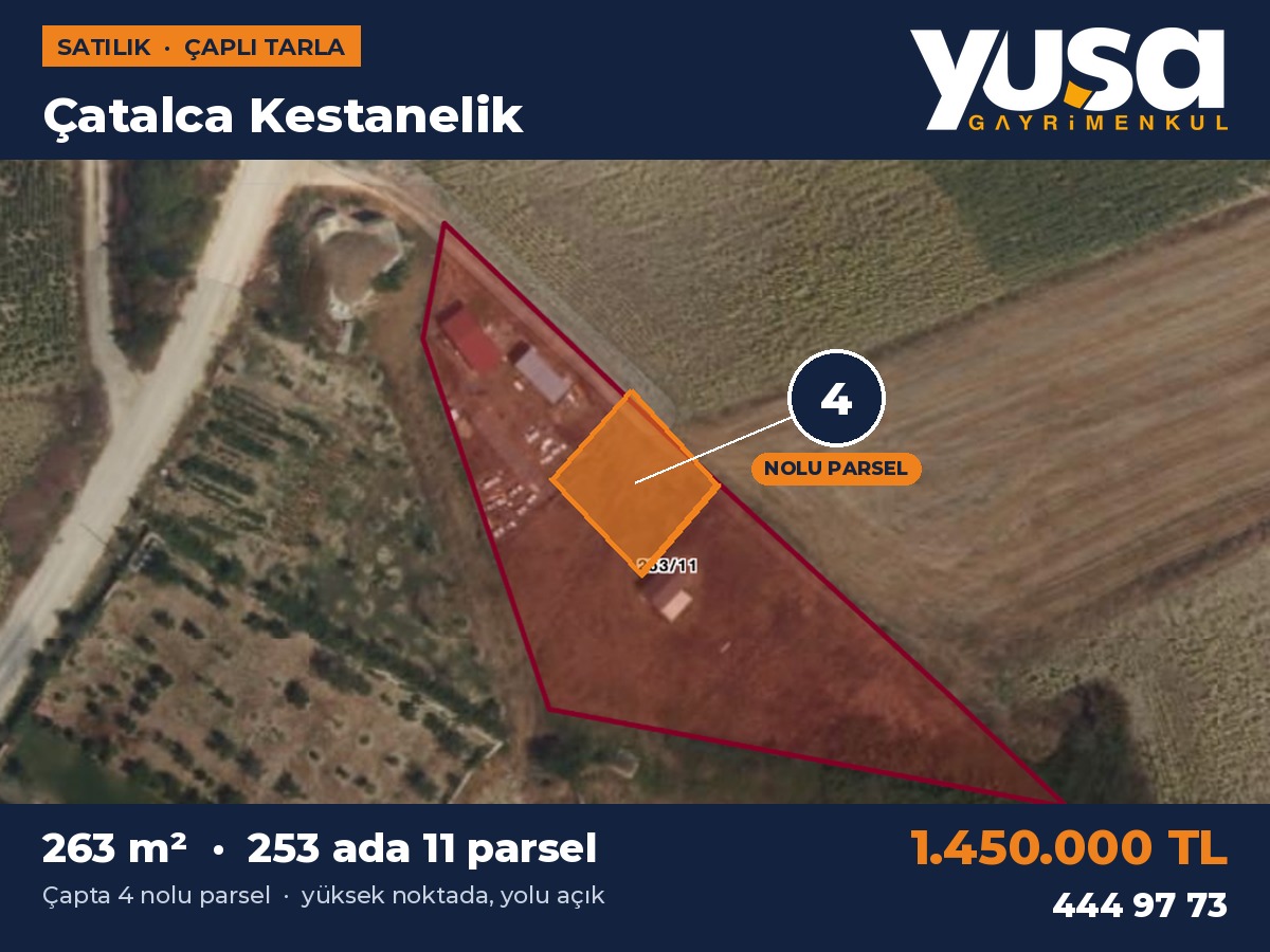 Çatalca Kestanelik 253 Ada 11 Parsel 263 m² Çaplı Tarla