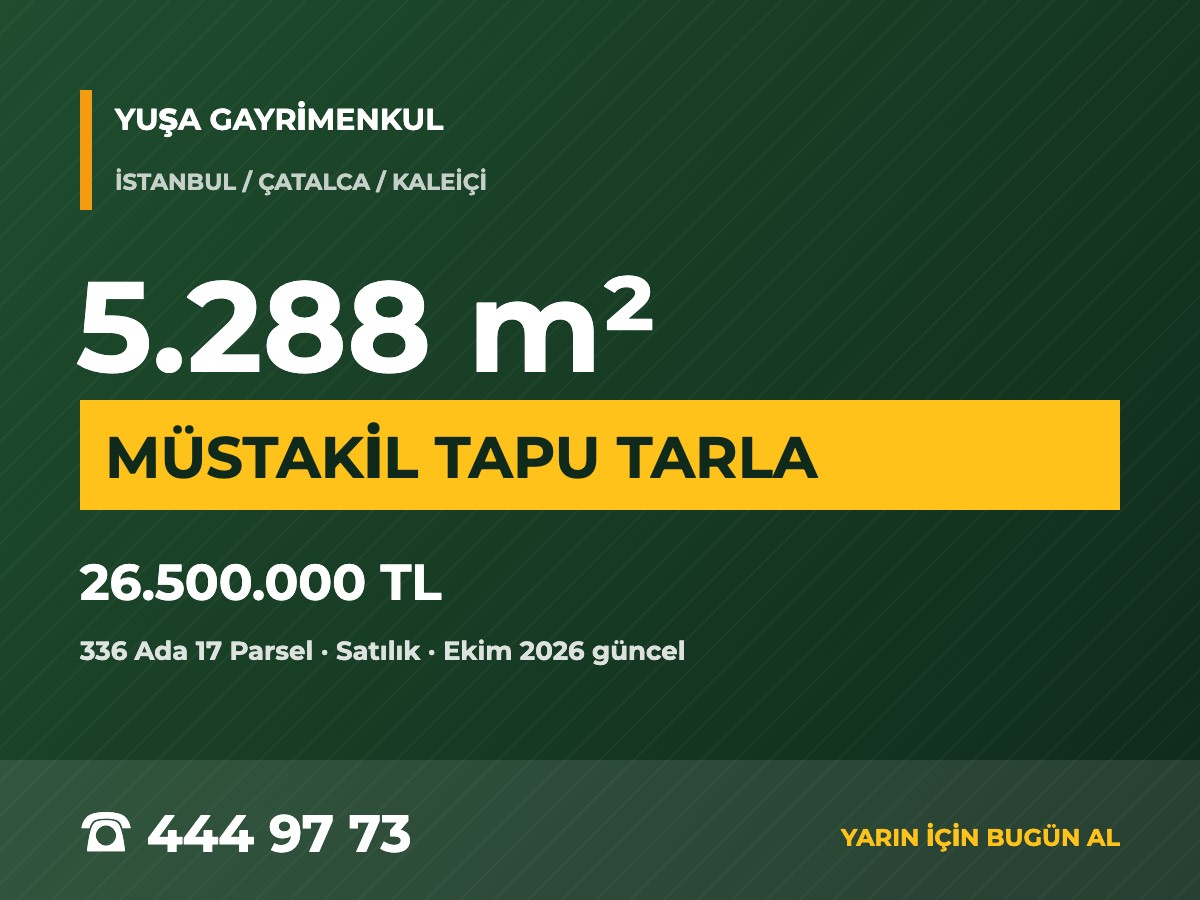 Çatalca Kaleiçi'nde 5.288 m² Müstakil Tapulu Tarla