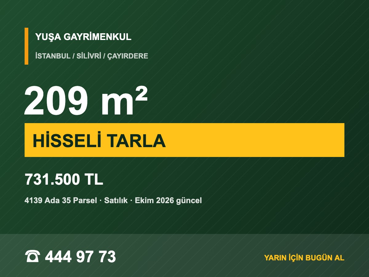 Silivri Çayırdere'de 209 m² Hisseli Satılık Tarla