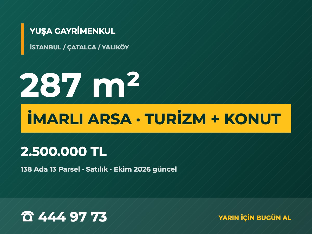 Çatalca Yalıköy'de Denize Yakın Çaplı İmarlı 287 m² Parseller