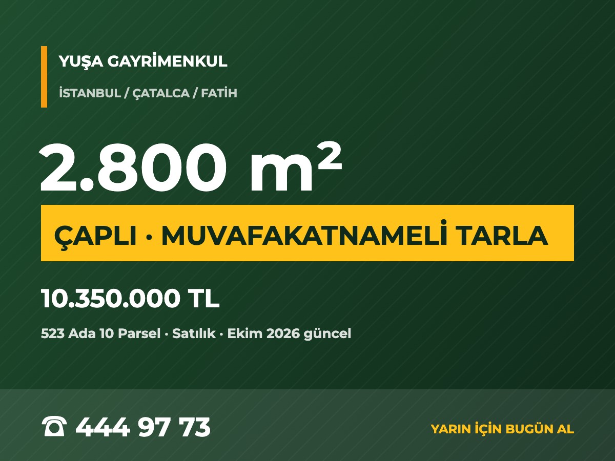 Çatalca Binkılıç'ta 2.800,48 m² Çaplı Muvafakatnameli Tarla