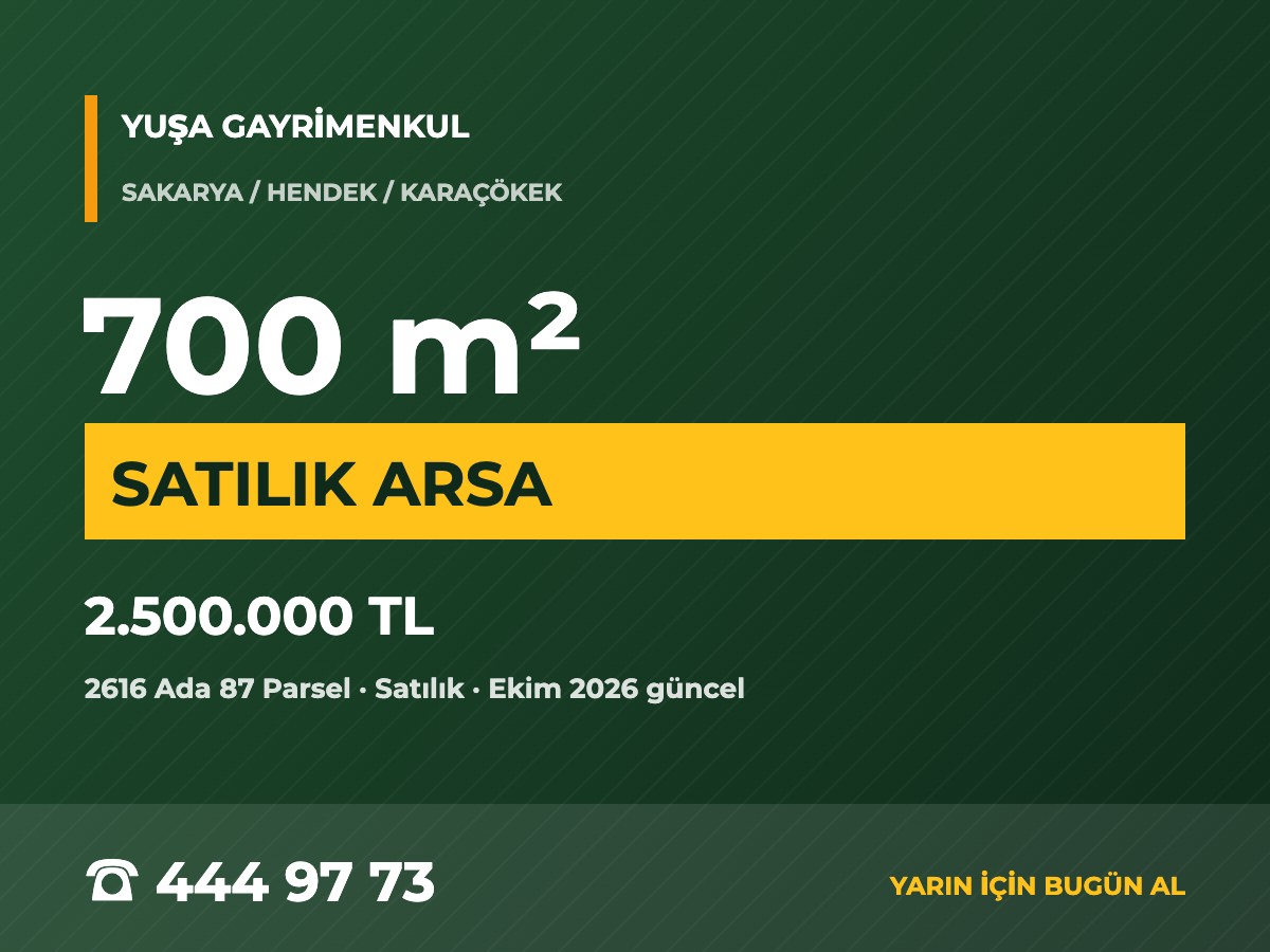Hendek Karaçökek'te 700 m² Satılık Arsa