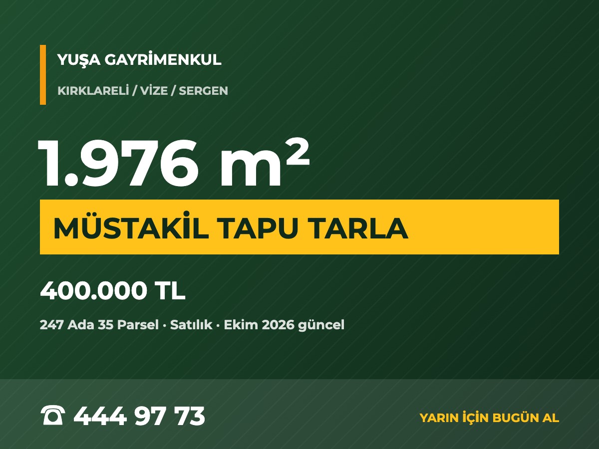 Vize Sergen'de 1.976 m² Müstakil Tapulu Tarla