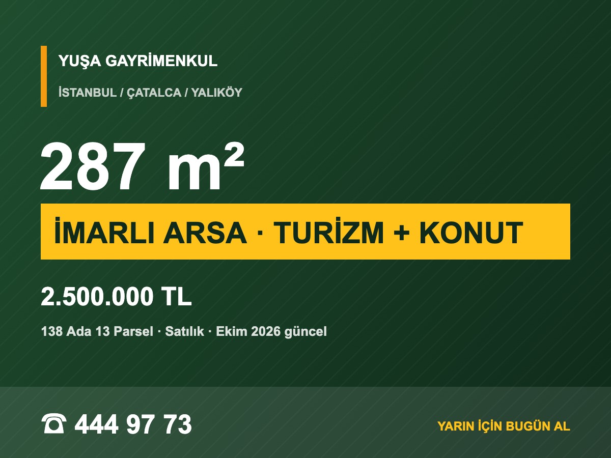 Çatalca Yalıköy'de Denize Yakın Çaplı İmarlı 287 m² Parseller
