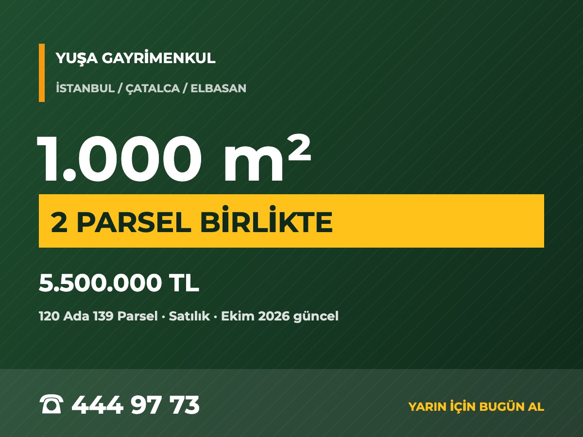 Çatalca Elbasan'da 1.000 m² (2 x 500 m²) Satılık Arsa