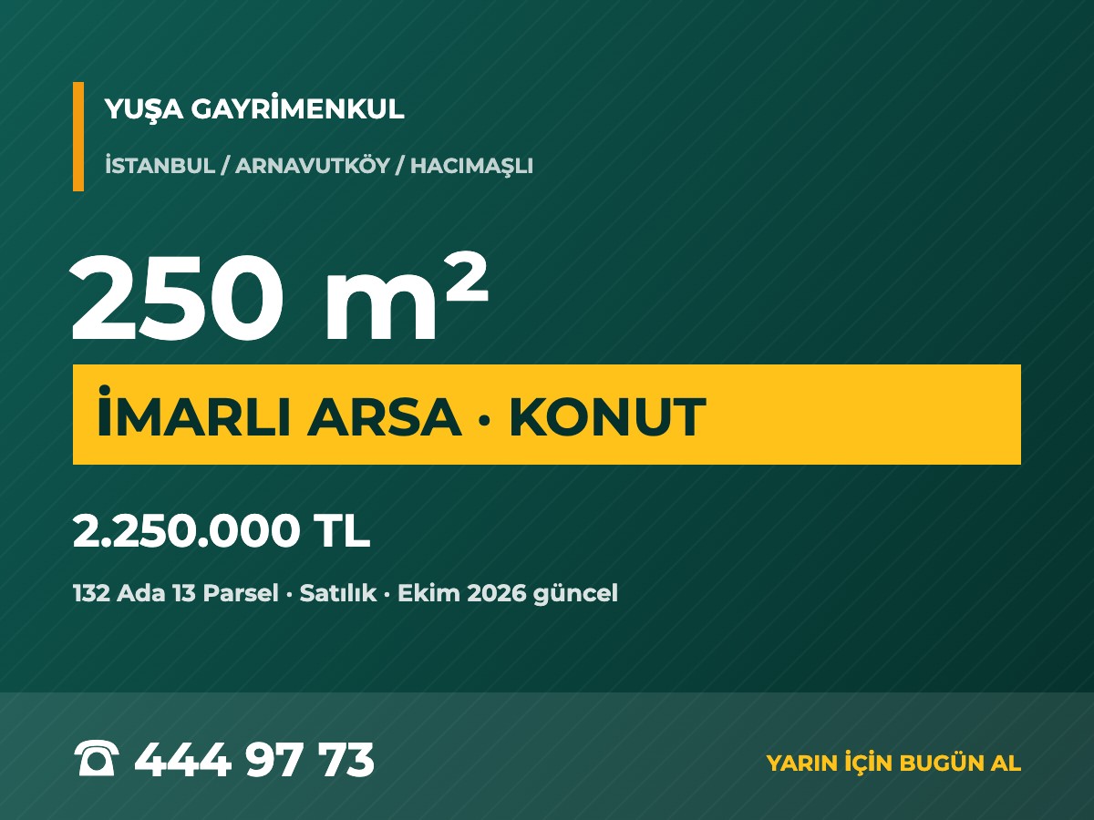 Arnavutköy Hacımaşlı'da TOKİ Yanında Konut Alanında 250 m² Hisse