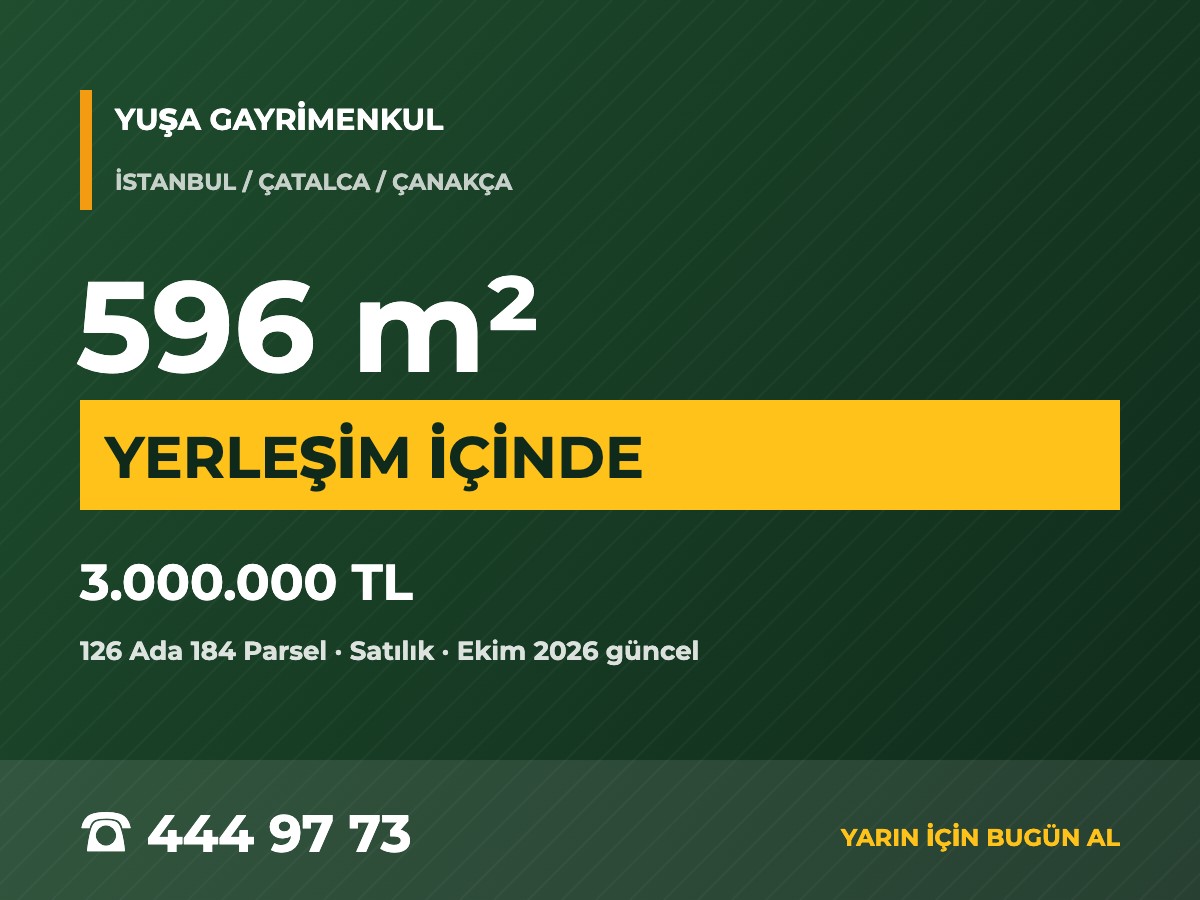 Çatalca Çanakça'da Yerleşim İçinde 596 m² Müstakil Tapulu Arsa