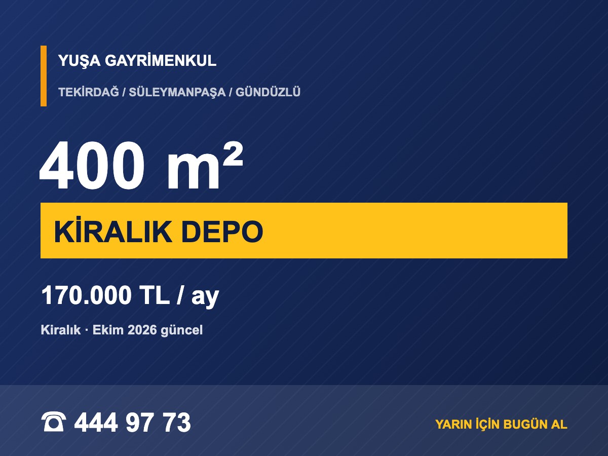 Tekirdağ Gündüzlü'de 3.650 m² Açık Alanlı 400 m² Kiralık Depo