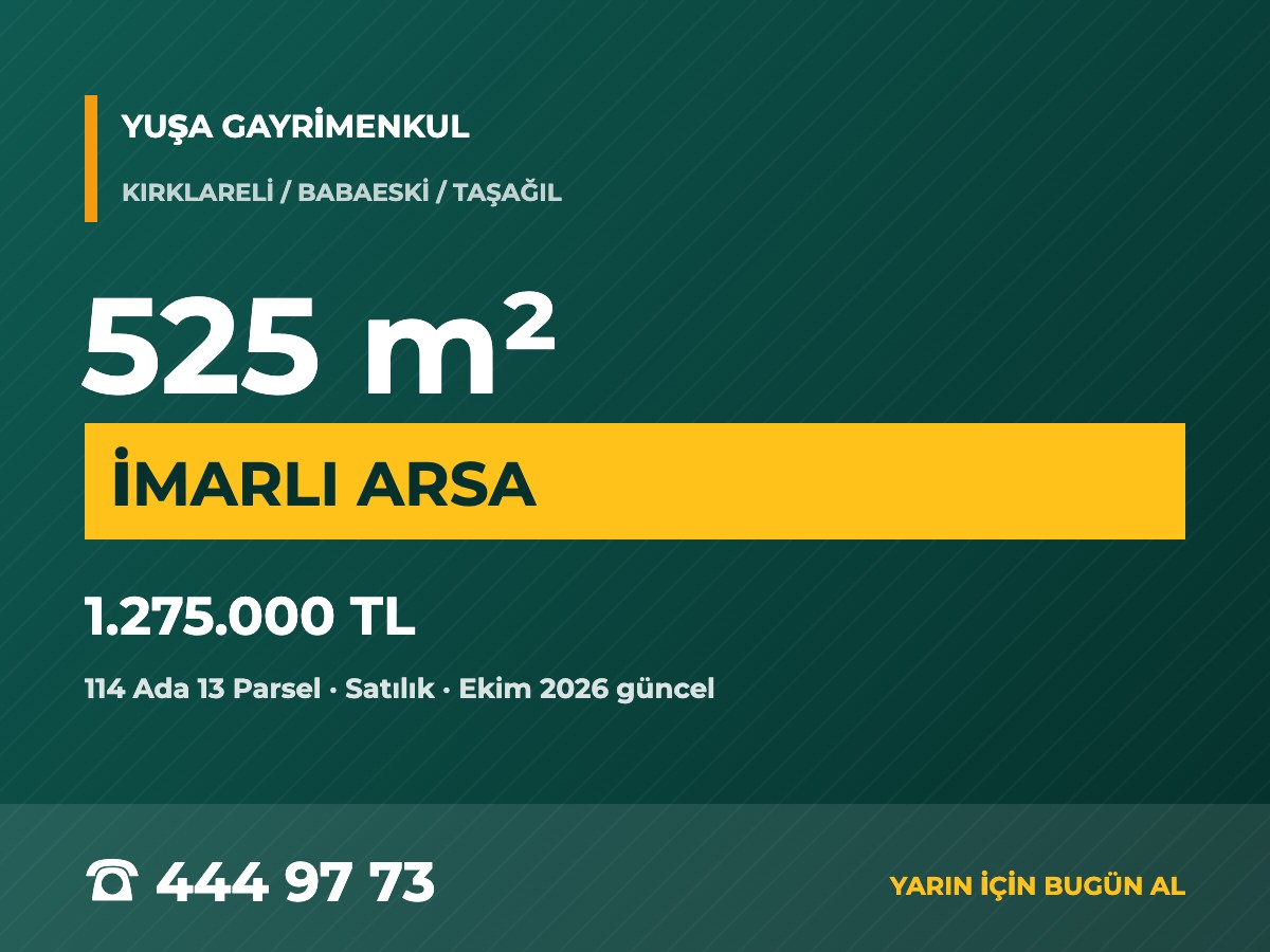 Babaeski Taşağıl'da 525 m² Müstakil İmarlı Arsa