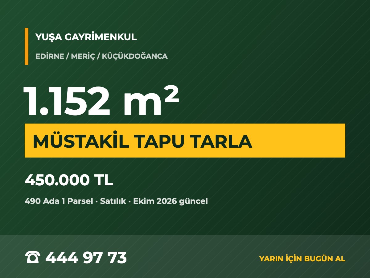 Meriç Küçükdoğanca'da 1.152 m² Müstakil Tapulu Tarla